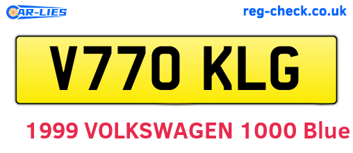V770KLG are the vehicle registration plates.