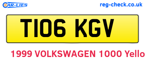 T106KGV are the vehicle registration plates.