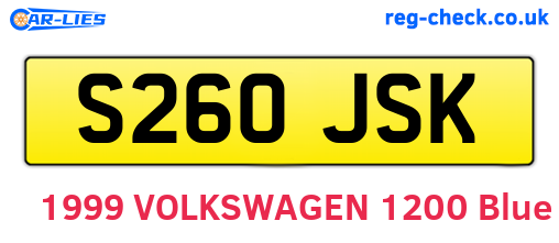 S260JSK are the vehicle registration plates.
