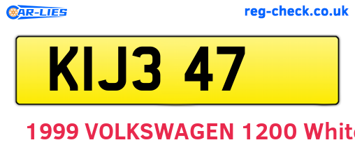 KIJ347 are the vehicle registration plates.