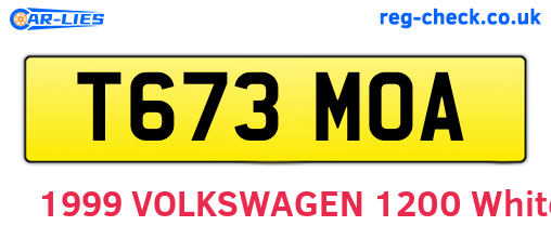 T673MOA are the vehicle registration plates.