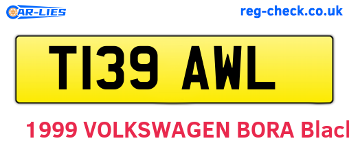 T139AWL are the vehicle registration plates.
