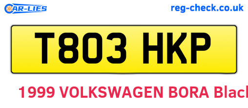 T803HKP are the vehicle registration plates.