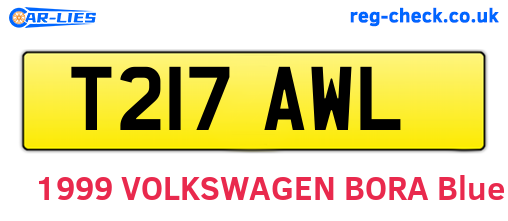 T217AWL are the vehicle registration plates.