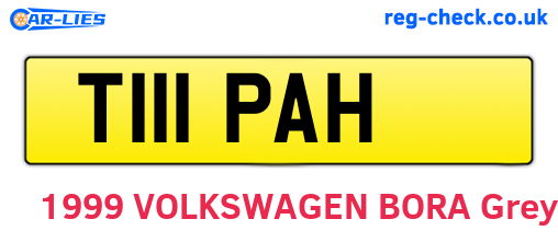 T111PAH are the vehicle registration plates.