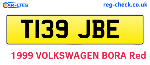 T139JBE are the vehicle registration plates.