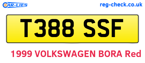 T388SSF are the vehicle registration plates.