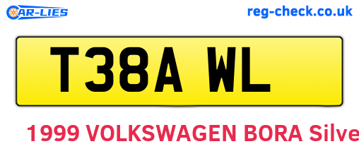 T38AWL are the vehicle registration plates.