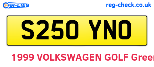 S250YNO are the vehicle registration plates.