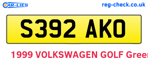 S392AKO are the vehicle registration plates.