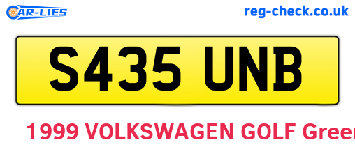 S435UNB are the vehicle registration plates.