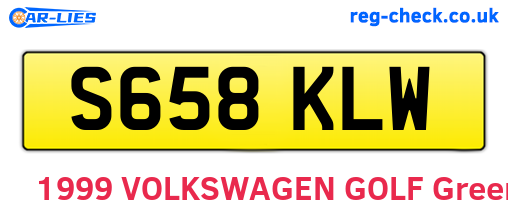 S658KLW are the vehicle registration plates.