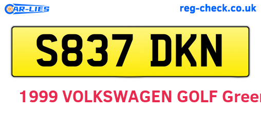 S837DKN are the vehicle registration plates.