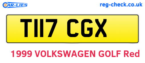 T117CGX are the vehicle registration plates.