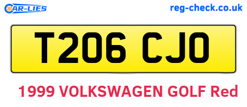 T206CJO are the vehicle registration plates.