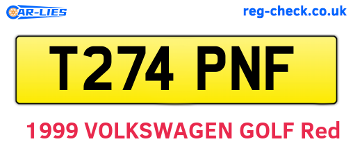 T274PNF are the vehicle registration plates.