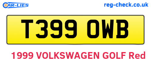 T399OWB are the vehicle registration plates.