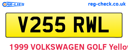 V255RWL are the vehicle registration plates.