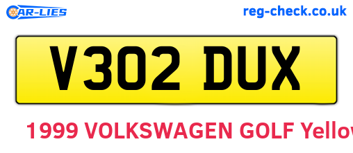 V302DUX are the vehicle registration plates.