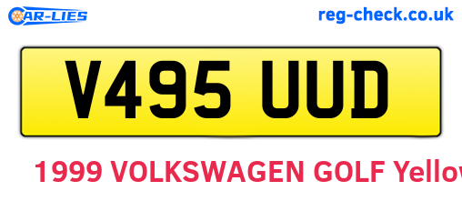 V495UUD are the vehicle registration plates.