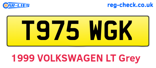 T975WGK are the vehicle registration plates.