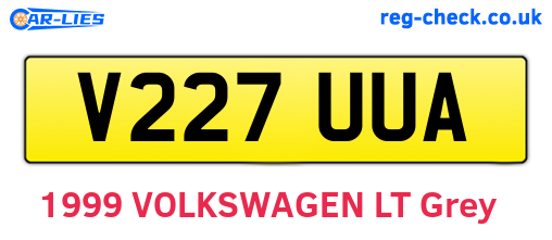 V227UUA are the vehicle registration plates.