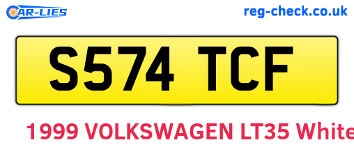 S574TCF are the vehicle registration plates.