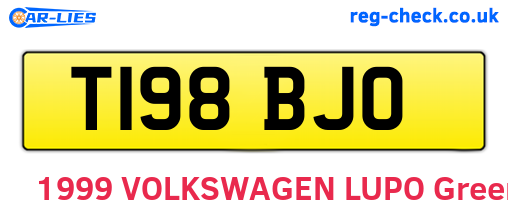 T198BJO are the vehicle registration plates.