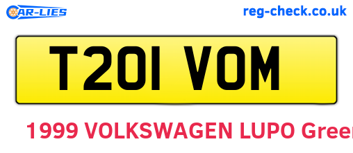 T201VOM are the vehicle registration plates.
