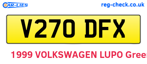 V270DFX are the vehicle registration plates.