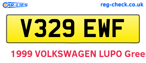 V329EWF are the vehicle registration plates.