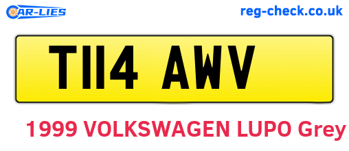 T114AWV are the vehicle registration plates.