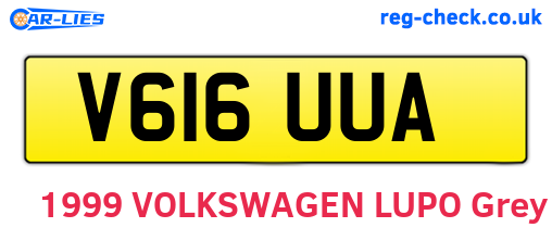 V616UUA are the vehicle registration plates.