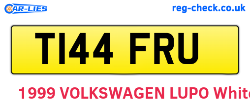 T144FRU are the vehicle registration plates.