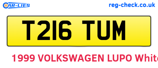 T216TUM are the vehicle registration plates.
