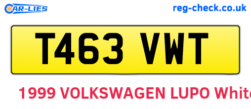 T463VWT are the vehicle registration plates.