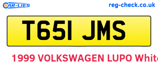 T651JMS are the vehicle registration plates.