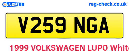 V259NGA are the vehicle registration plates.