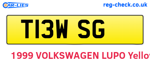 T13WSG are the vehicle registration plates.