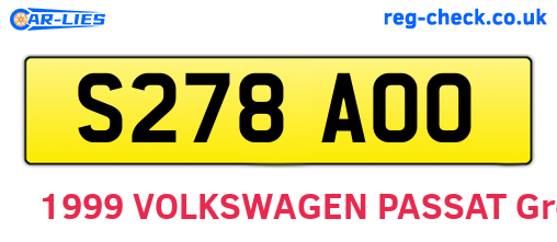 S278AOO are the vehicle registration plates.