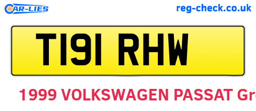 T191RHW are the vehicle registration plates.