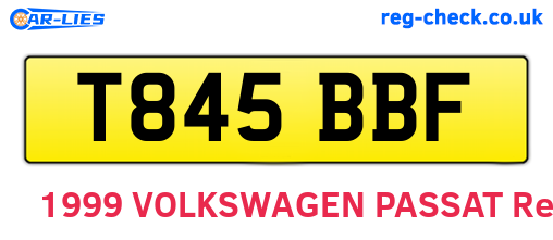 T845BBF are the vehicle registration plates.