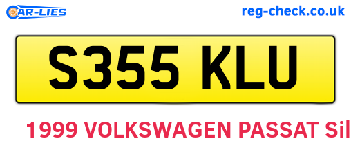 S355KLU are the vehicle registration plates.