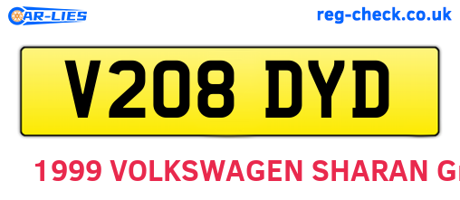 V208DYD are the vehicle registration plates.