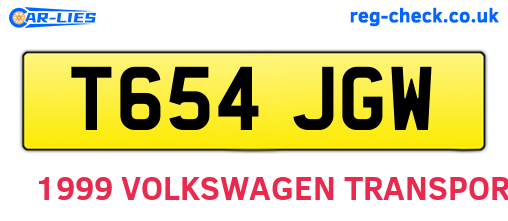 T654JGW are the vehicle registration plates.