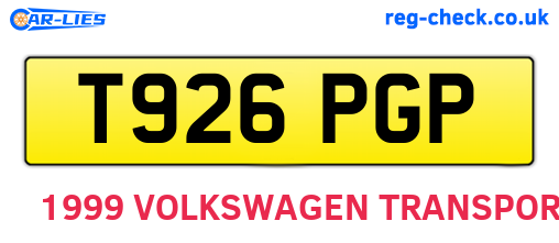 T926PGP are the vehicle registration plates.