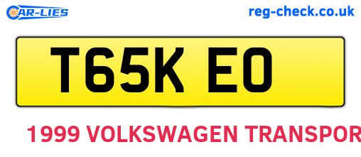 T65KEO are the vehicle registration plates.