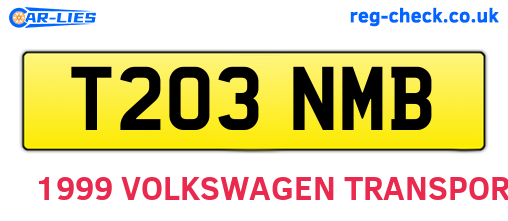 T203NMB are the vehicle registration plates.