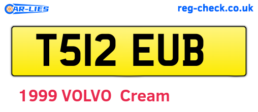 T512EUB are the vehicle registration plates.