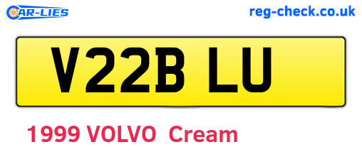 V22BLU are the vehicle registration plates.